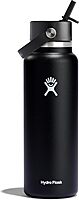 Hydro Flask Water Bottle - Insulated Stainless Steel - Wide Straw Lid, Non Spill, Leakproof in 40 Oz Black