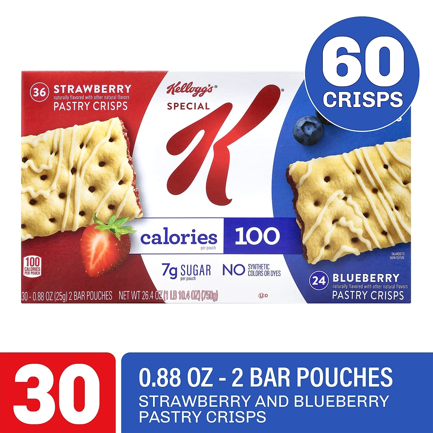 Special K Pastry Crisps Variety Pack, Fruit, 30 Crisps Per Box, Case Of 2 Boxes