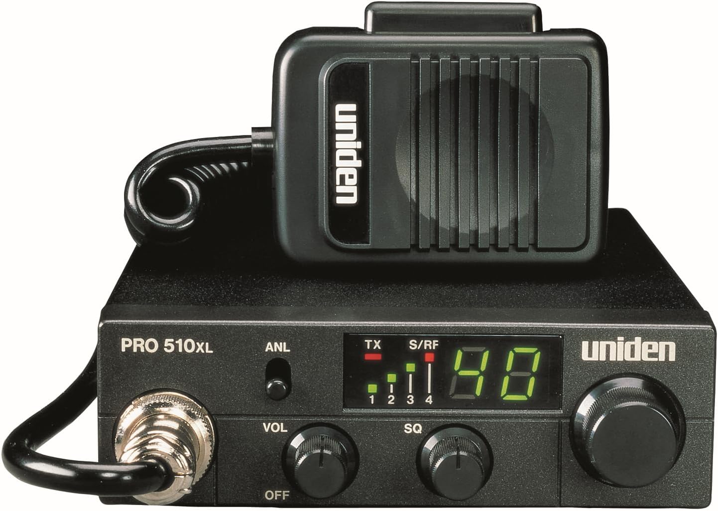 Uniden PRO510XL Pro Series 40-Channel CB Radio. Compact Design. Backlit LCD Display. Public Address. ANL Switch and 7 Watts