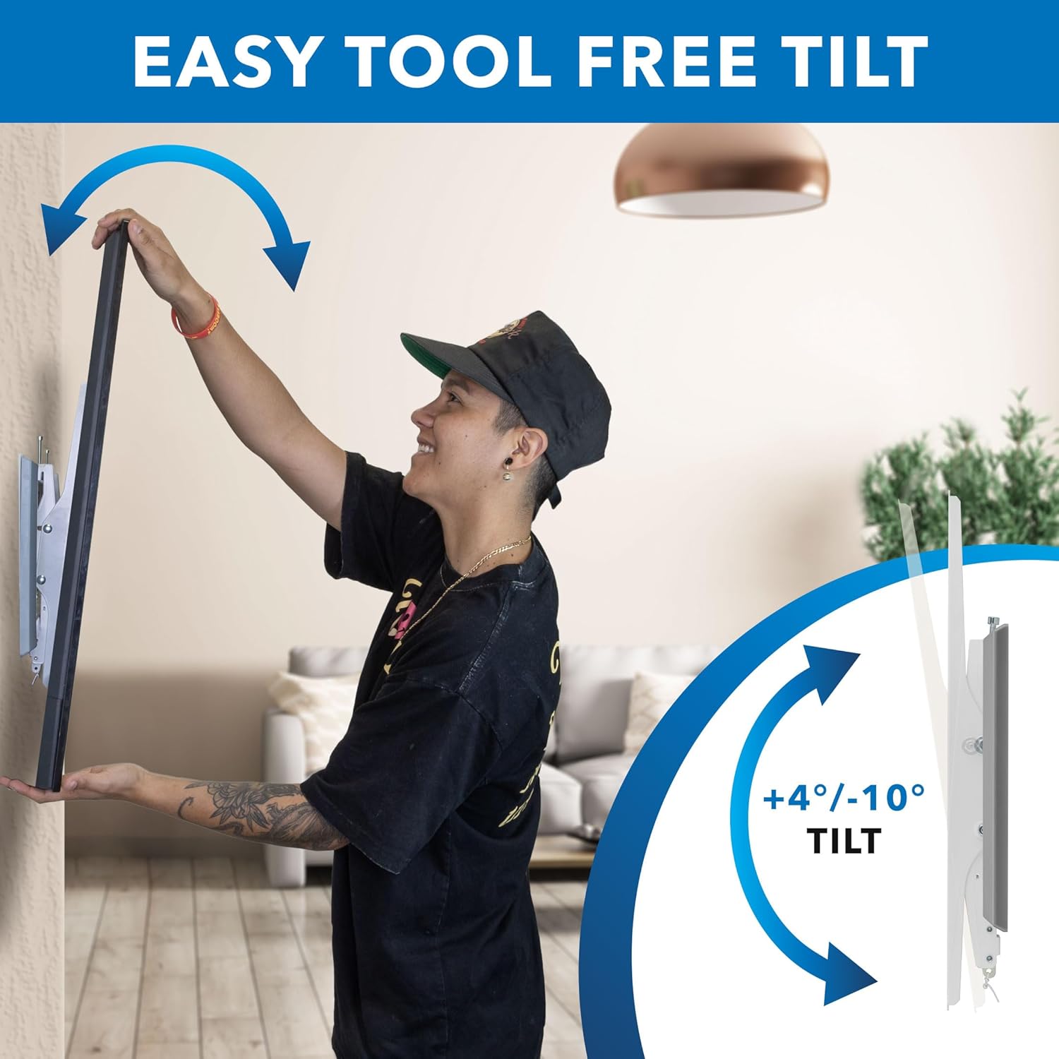 Mount-It! Tilting TV Wall Mount for 43"-90" TVs, Ultra Slim Heavy-Duty, White