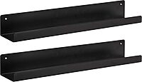 Kate and Laurel Mezzo Modern Metal Ledge Wall Shelf, 24" W x 4.25" D x 3" H, Black, Set of 2