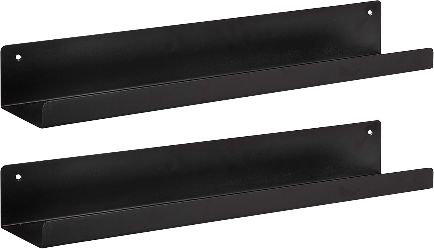 Kate and Laurel Mezzo Modern Metal Ledge Wall Shelf, 24" W x 4.25" D x 3" H, Black, Set of 2