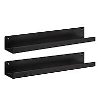 Kate and Laurel Mezzo Modern Metal Ledge Wall Shelf, 24" W x 4.25" D x 3" H, Black, Set of 2