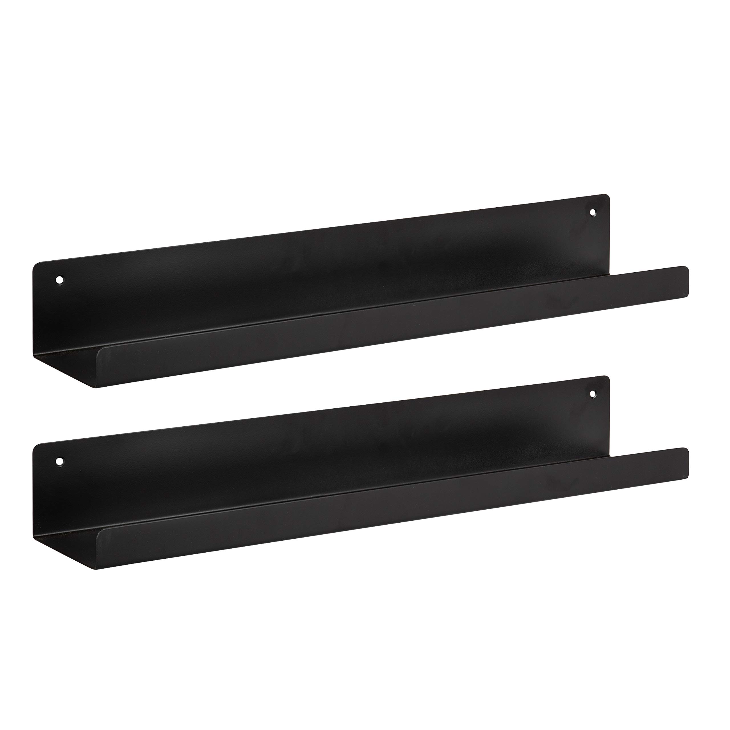 Kate and Laurel Mezzo Modern Metal Ledge Wall Shelf, 24" W x 4.25" D x 3" H, Black, Set of 2