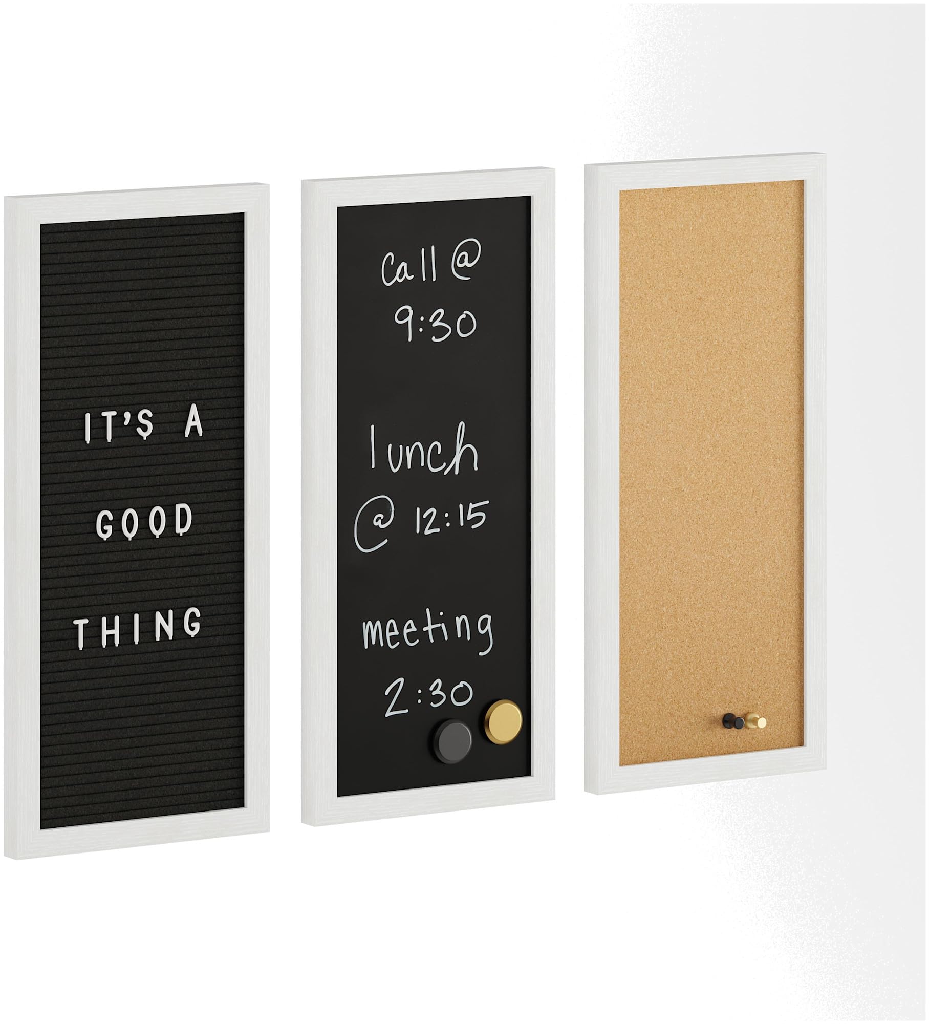 Martha Stewart Everette 3-Panel Cork, Chalk And Letter Board Set
