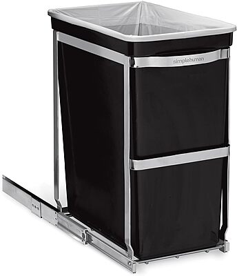 simplehuman Under-Cabinet and In-Cabinet Pull-Out Trash & Recycling Bin, Heavy-Duty Steel Frame