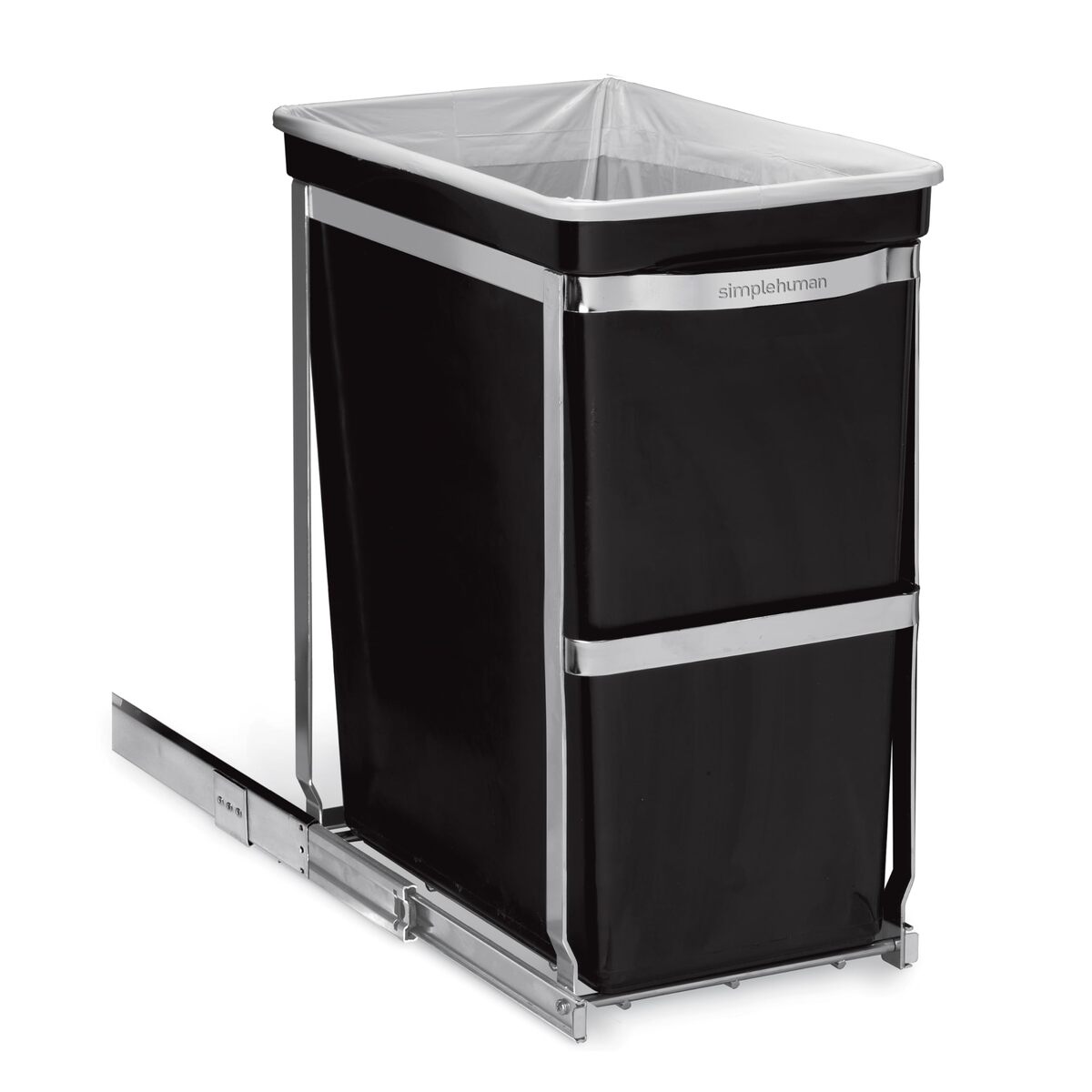simplehuman Under-Cabinet and In-Cabinet Pull-Out Trash & Recycling Bin, Heavy-Duty Steel Frame