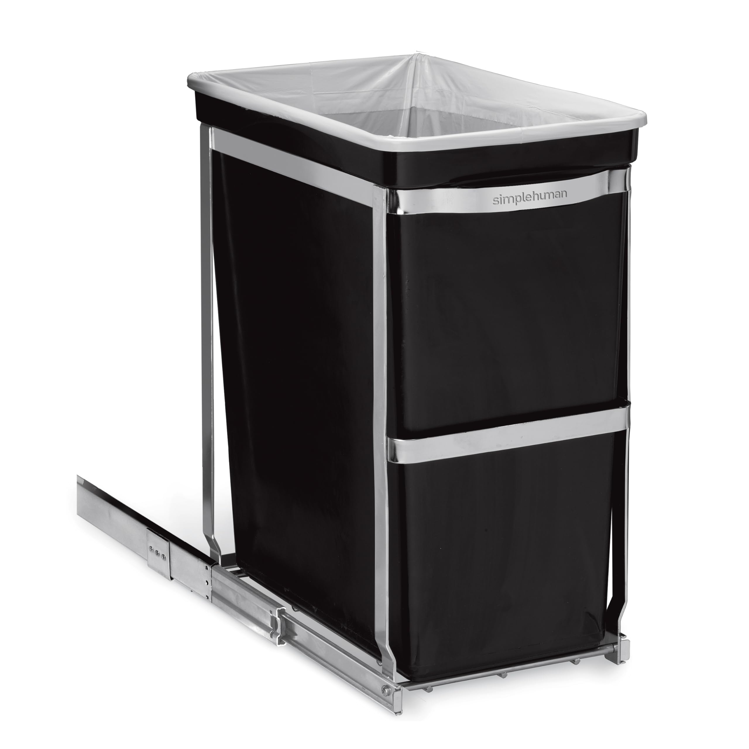 simplehuman Under-Cabinet and In-Cabinet Pull-Out Trash & Recycling Bin, Heavy-Duty Steel Frame