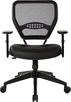 SPACE Seating Professional AirGrid Dark Back and Padded Black Eco Leather Seat, 2-to-1 Synchro Tilt Control, Adjustable Arms and Tilt Tension with Nylon Base Managers Chair