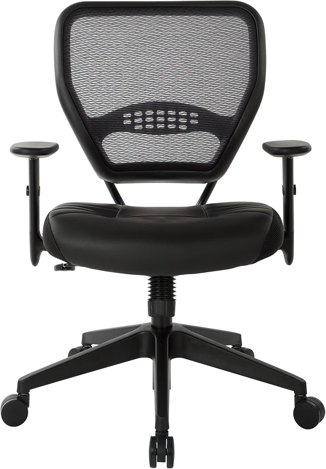 SPACE Seating Professional AirGrid Dark Back and Padded Black Eco Leather Seat, 2-to-1 Synchro Tilt Control