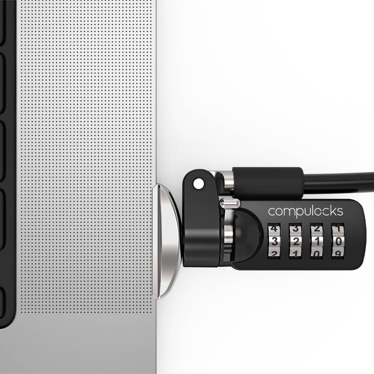 Compulocks Ledge Lock Adapter for MacBook Pro 16" M1, M2, M3, & M4 with Combination Cable Lock Silver