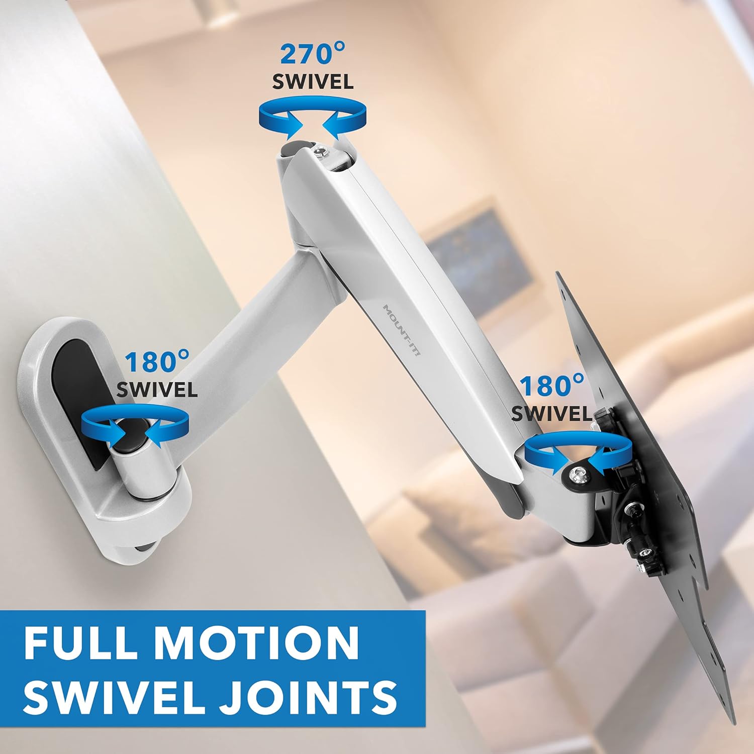 Mount-It! Height Adjustable TV Wall Mount Bracket with Counterbalance Gas Spring Arm