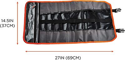 Ergodyne Arsenal 5871 Tool Roll-Up Pouch, 21-Pockets, Polyester, Black , Tall