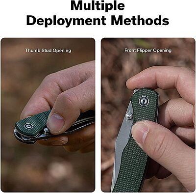 CIVIVI Clingman EDC Pocket Folding Knife, 2.99" Nitro-V, Liner Lock, Titanium Reversible Clip