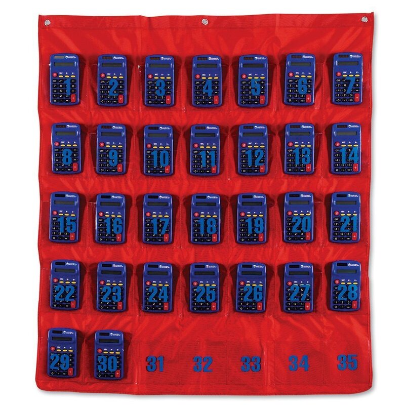 Learning Resources Place Value & Counting Pocket Chart with Calc-U Store Pocket Chart, Classroom Storage and Organizer, Fits 3oz Hand Sanitzer in Pockets, Hangers Not Included