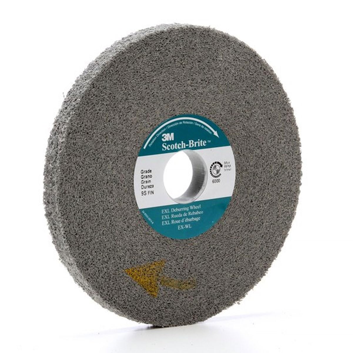 3M Scotch-Brite XL-WL Convolute Silicon Carbide Hard Deburring Wheel - Fine Grade - Arbor Attachment - 6 in Diameter