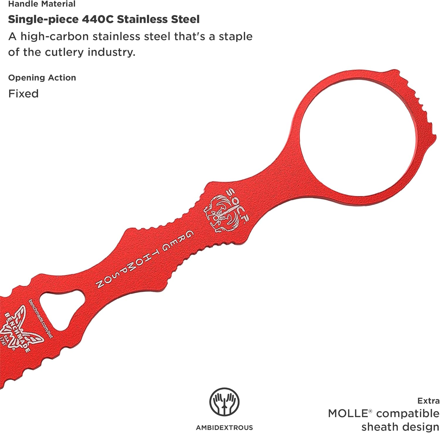 Benchmade - SOCP 176T Tactical Training Dagger with Red 400C Handle (176T)