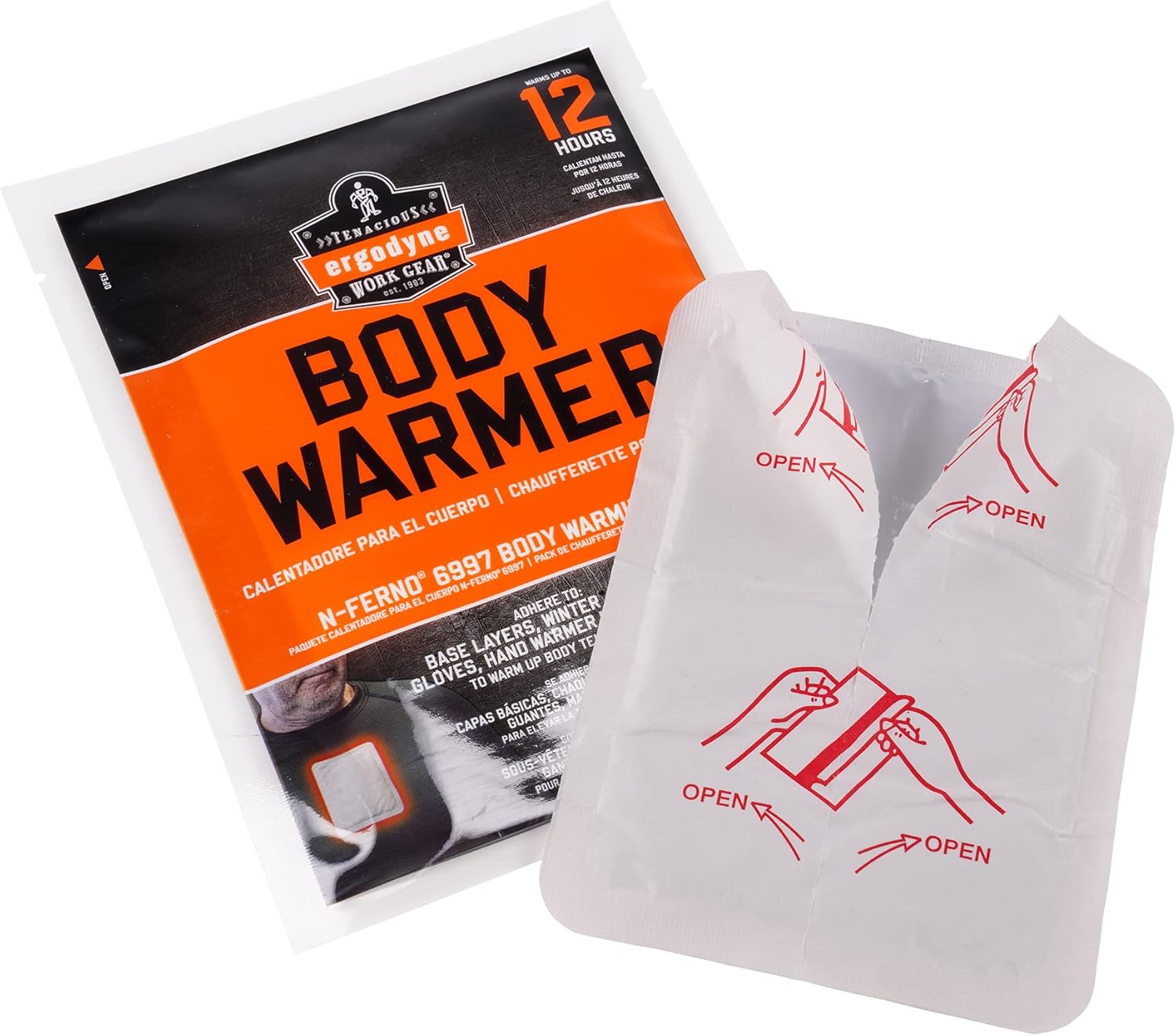 Ergodyne N-Ferno 6997 Adhesive Body Warmer, Air Activated Heat Pad, Up to 12 Hours of Warming Adhesive Body Warmers