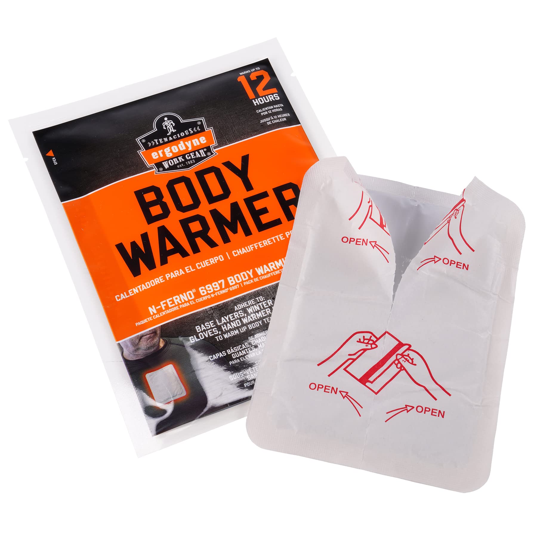 Ergodyne N-Ferno 6997 Adhesive Body Warmer, Air Activated Heat Pad, Up to 12 Hours of Warming Adhesive Body Warmers