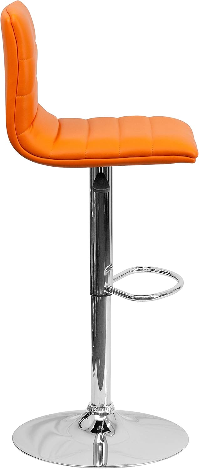 FLASH FURNITURE Vincent Adjustable Mid-Back Barstool with Vinyl Upholstery and Chrome Base