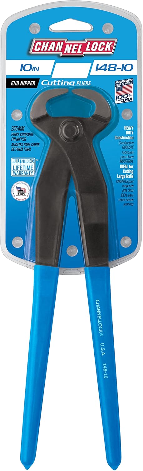 Channellock 148-10 End Cutting Nippers, 10 In, Metallics|Silver metallic 10-Inch