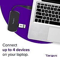 Targus 4-Port USB 2.0 Hub, Black - Compatible with PC and Mac, Sleek and Travel Friendly (ACH114US)