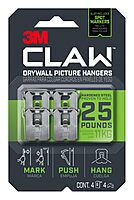 3M CLAW 25 lb. Drywall Picture Hanger with Spot Markers, Heavyweight Hanging Solution for Room Decor and Office Decor, Including Mirrors or Large Art – 4 Pack