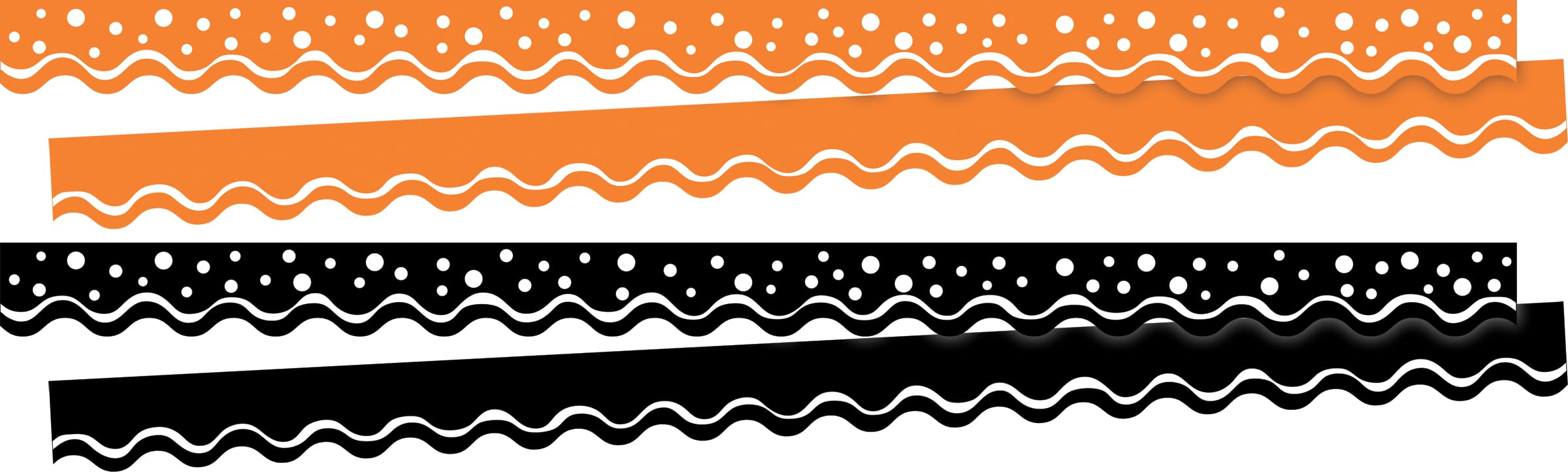 Barker Creek Double-Sided Scalloped Edge Border, Halloween, Tangerine&Black