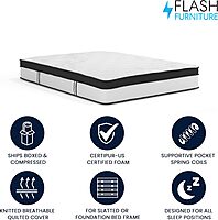 FLASH FURNITURE Capri Comfortable Sleep 12" Hybrid Pocket Spring and Foam Mattress in a Box