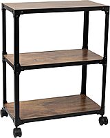 Mind Reader Multipurpose Rolling Cart with 3 Tiers, Mobile Office Storage Organizer, Metal, MDF, 29-1/2in H x 12in W x 23in L, Brown