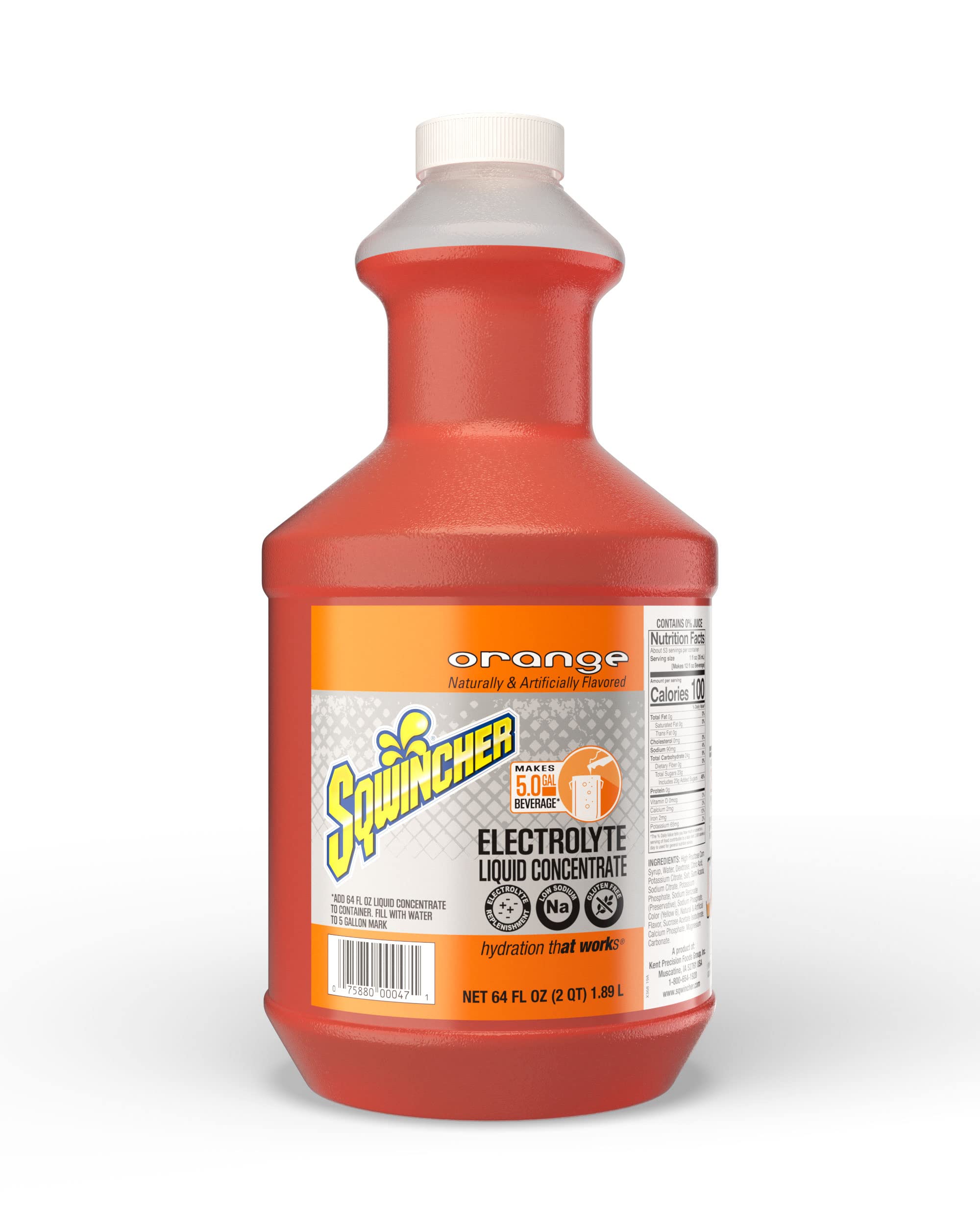 Sqwincher Liquid Concentrate, Orange, 64 fl oz (Pack of 6)