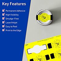 Avery Printable Wraparound Band Labels, Sure Feed Technology, 1.5" x 3.5", Cigar Band Labels, Neon Yellow, Print-to-The-Edge