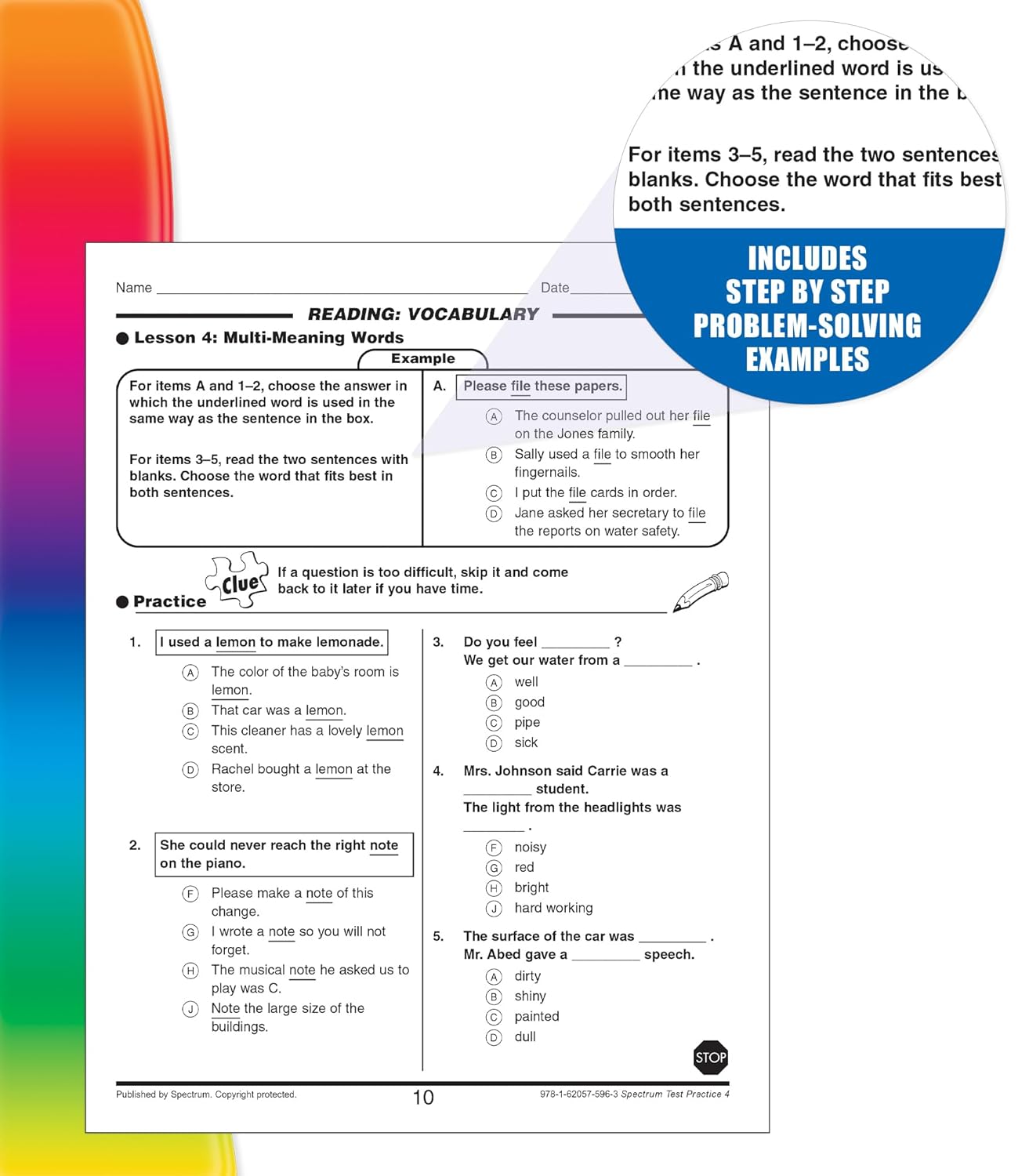 Carson Dellosa Spectrum 4th Grade Test Practice Workbook All Subjects, Ages 9 to 10, Grade 4 Test Practice Math