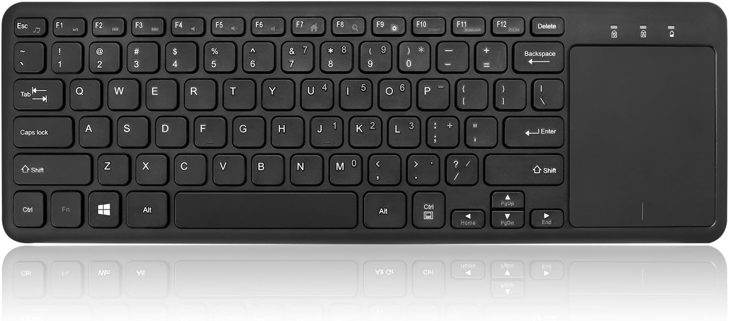 WKB-4050UB Wireless Keyboard with Built-in Touchpad, 2.4GHz RF Technology, Ultra-Slim Scissor Switch Keys, 30ft Range