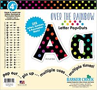 Barker Creek Letter Pop-Outs, 4" Over The Rainbow, Multicolor Designer Letters for Bulletin Boards, Breakrooms
