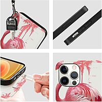 Flamingo Print Printed Wallet Case for iPhone 12 Pro Max- 6.7 Inch with Card Holder