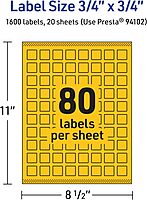 Avery Printable Square Labels, Sure Feed Technology, 3/4" x 3/4", Bright Yellow, Print-to-the-Edge, Laser/Inkjet