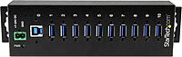 StarTech.com 10-Port USB 3.0 Hub - 5Gbps - Metal Industrial USB-A Hub with ESD & Surge Protection - Din Rail