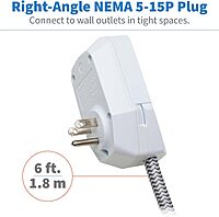 Tripp Lite Surge Protector Power Strip 7-Outlet with 2 USB Ports 6ft Cord White (TLP616USB)