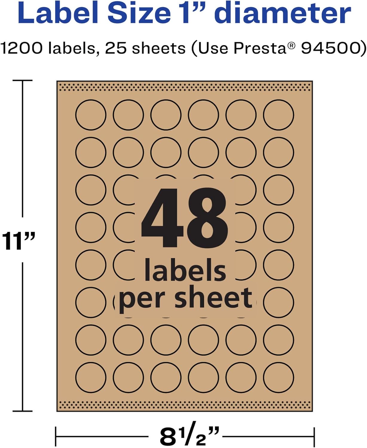 Avery Kraft Brown Round Labels, Sure Feed Technology, 1" Diameter, Print-to-The-Edge, Laser/Inkjet Printable