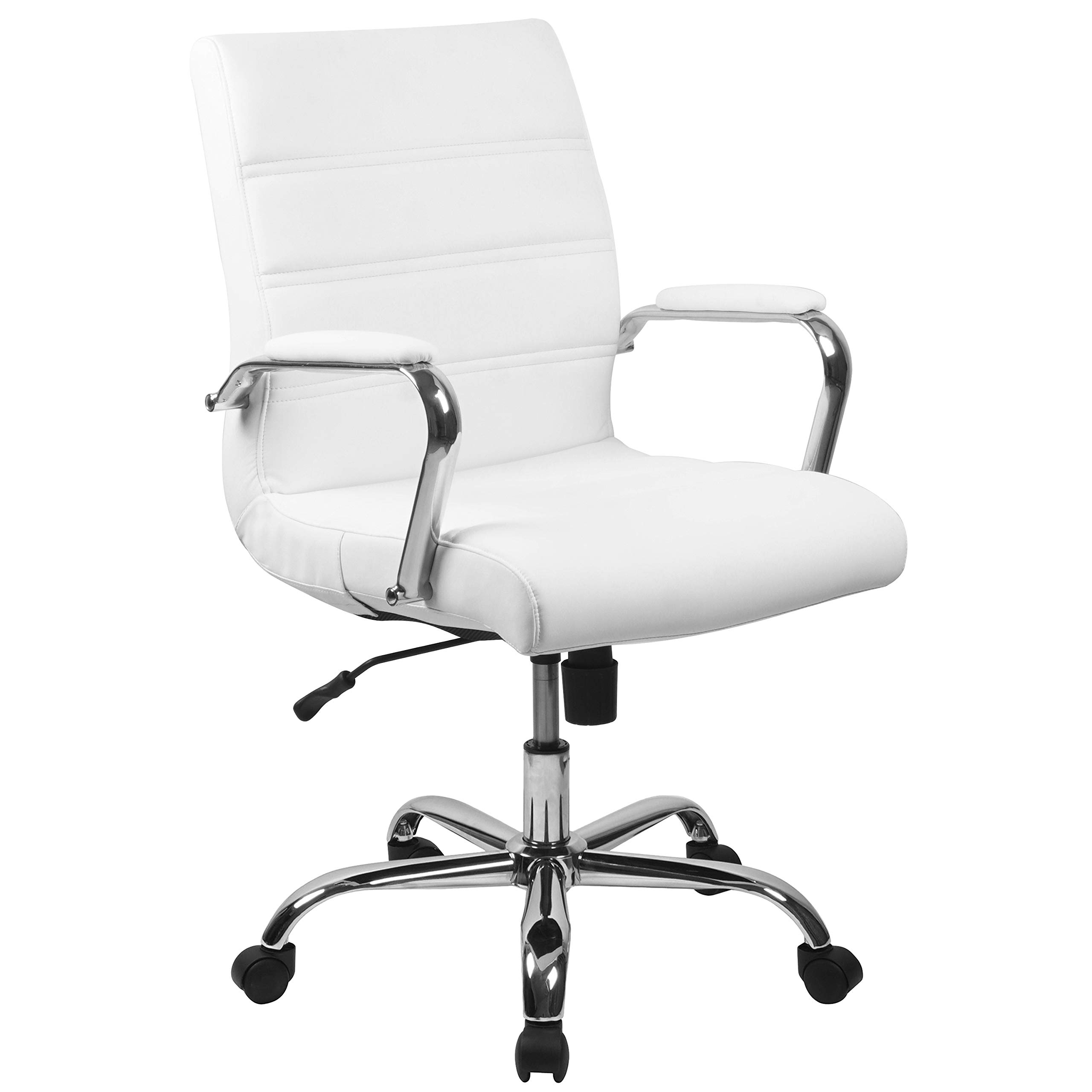 Flash Furniture Whitney Mid-Back Swivel LeatherSoft Desk Chair with Padded Seat and Armrests