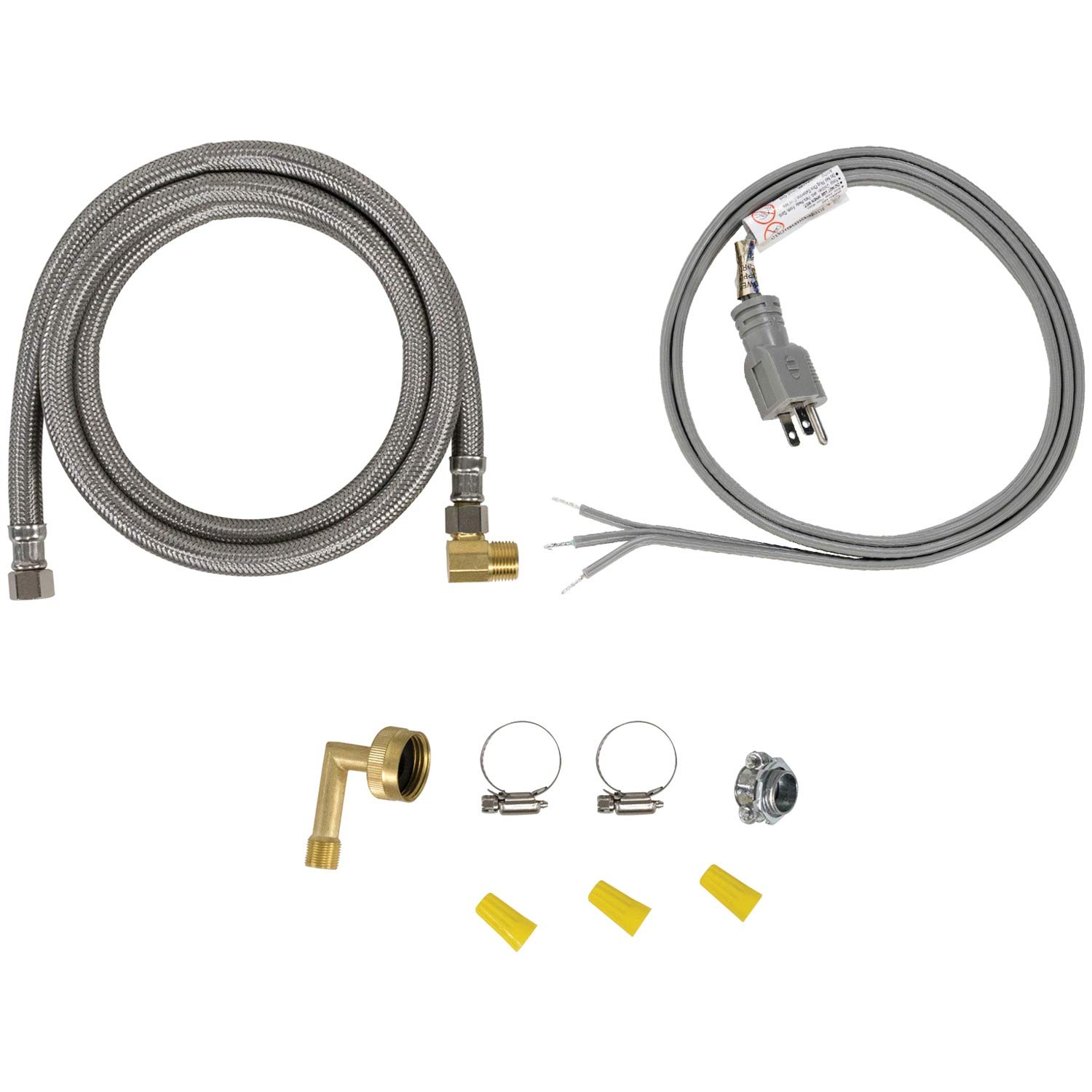 Certified Appliance Accessories Dishwasher Installation Kit with Dishwasher Hose and 3 Wire Power Cord, 6 Feet