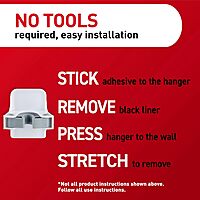 Command Broom and Mop Grippers Wall Hook, Damage Free Hanging Wall Mount Broom and Mop Holder, No Tools Household Cleaning Organizer, 6 Hangers and 16 Strips