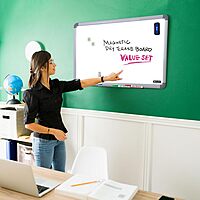 BAZIC Magnetic Dry Erase Board Aluminium Frame 24"x36", Whiteboard, Dry Erase Markers, Magnets, Board Cleaner