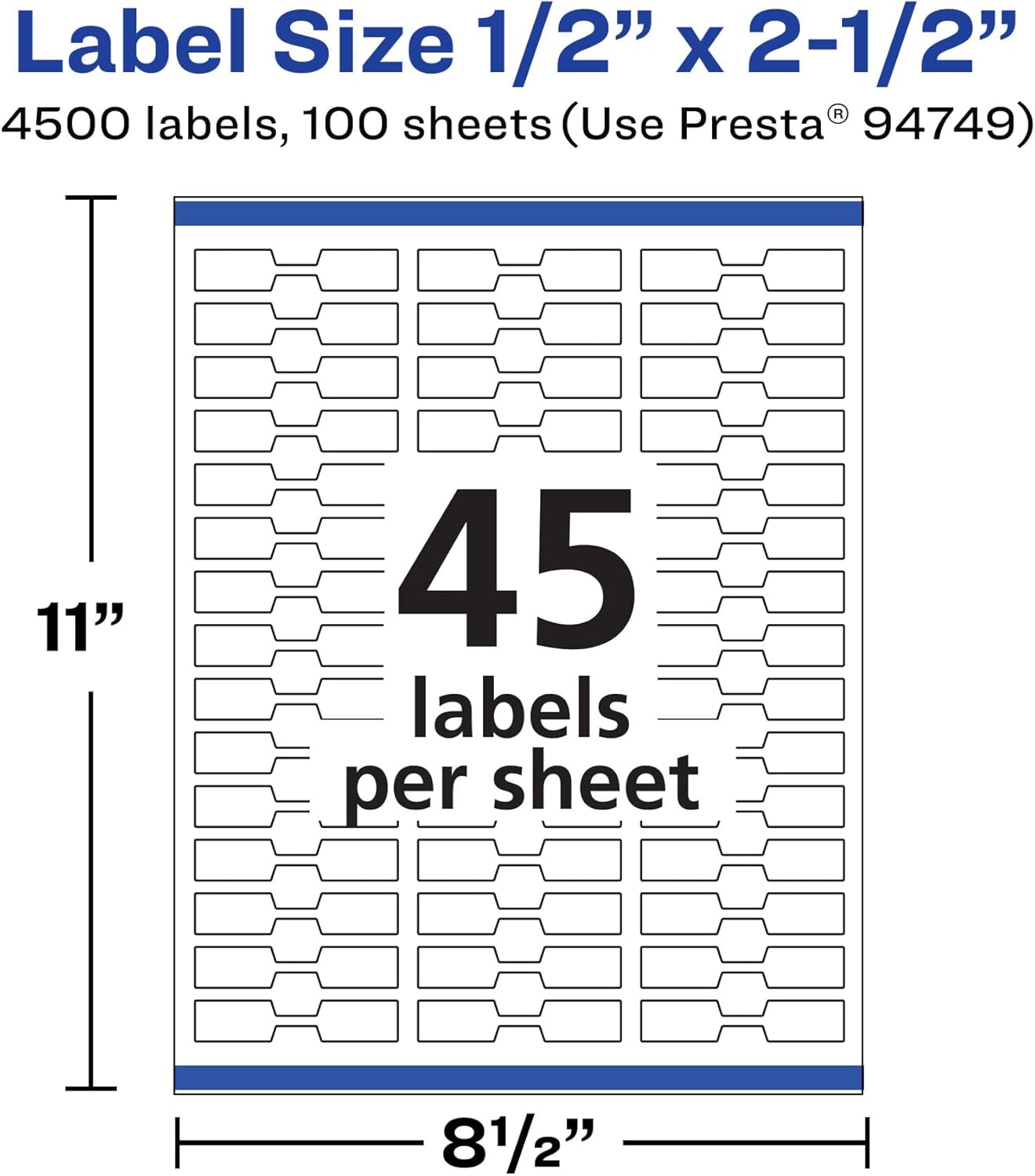 AVERY Matte White Barbell Labels, Sure Feed Technology, 0.5" x 2.5"