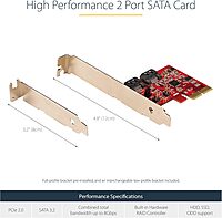 SATA PCIe Card - 2 Port PCIe SATA Expansion Card - 6Gbps - Full/Low Profile - PCI Express to SATA Adapter/Controller