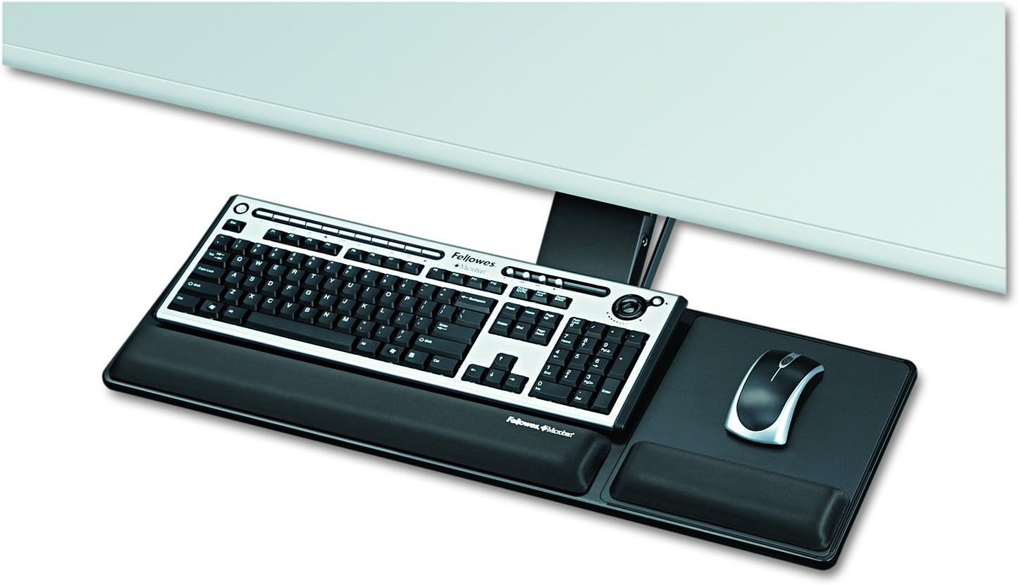 Fellowes Designer Suites Compact Keyboard Tray, 19w x 9-1/2d, Black