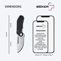 BÖKER PLUS® Dvalin Folder Drop - folding knife with G10 handle black - modern pocket knife with extra sharp D2 Droppoint