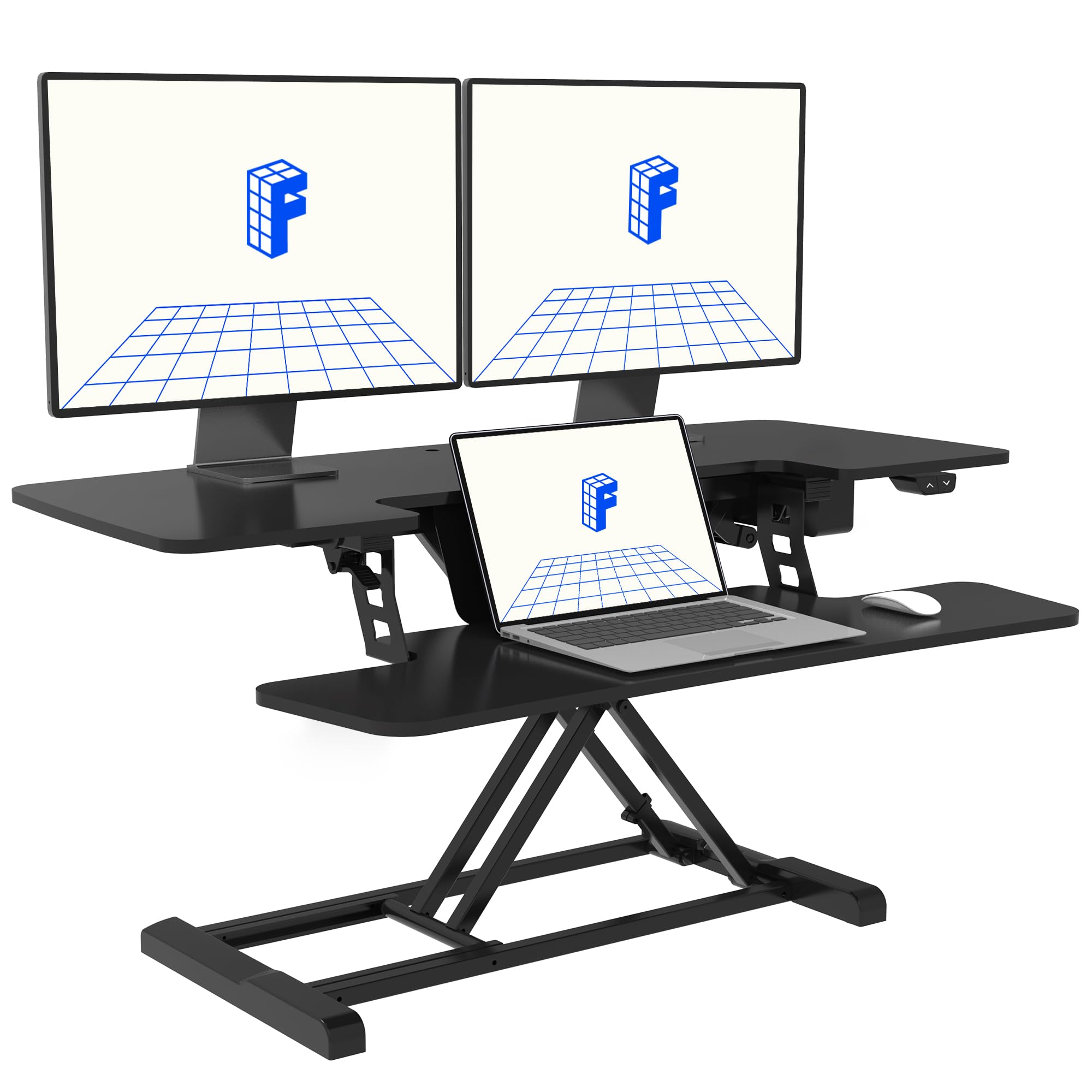 FLEXISPOT 40" Electric Height Adjustable Standing Desk Converter Motorized Stand-up Desk Riser with Quick Release Keyboard