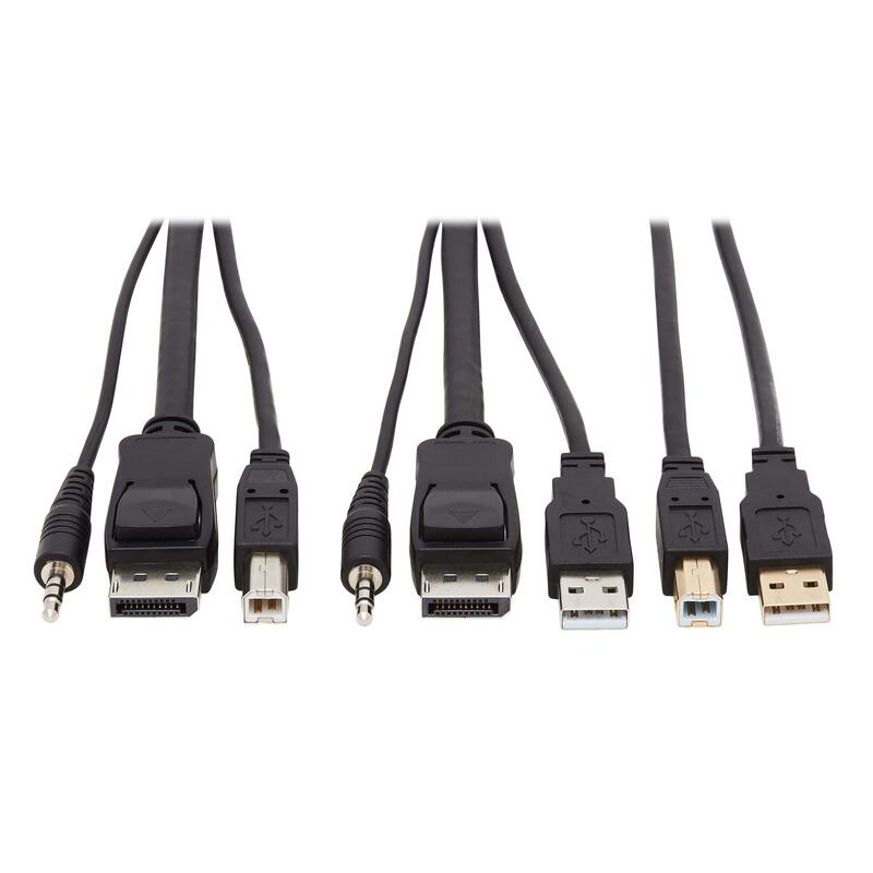 Tripp Lite DisplayPort KVM Cable Kit 4K USB 3.5mm Audio 3xM/3xM USB MM 10ft - 60 MB/s - Supports up to 3840 x 2160 - Gold Plated Contact - Black
